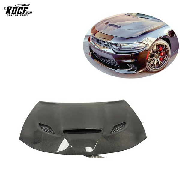 For 2015-2020 Dodge Charger 4DR Hellcat Type-OE Carbon Fiber Hood Bonnet With Vents