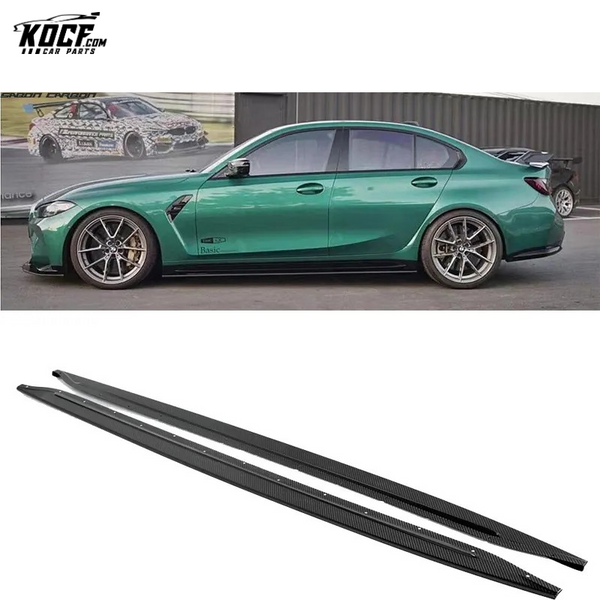 Custom G80 M3 New Style Flat Shape Carbon Fiber Side Skirts Extensions Rocker Panel For BMW G80 M3 G82 M4 2021+ Factory