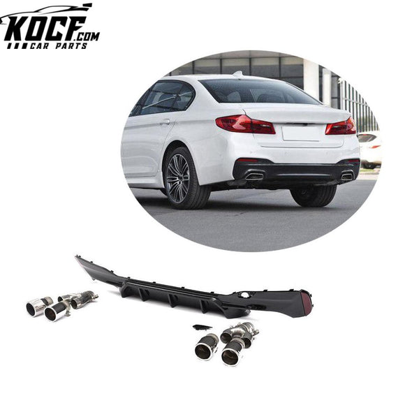 Black Painted M5 Style G30 Rear Diffuser with Exhaust for BMW G30 G38 Sport 2017-2019