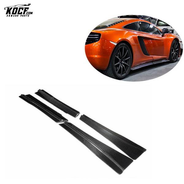 4-PC RZA style Carbon Fiber Side Skirts Extensions for McLaren MP4 12C 650S