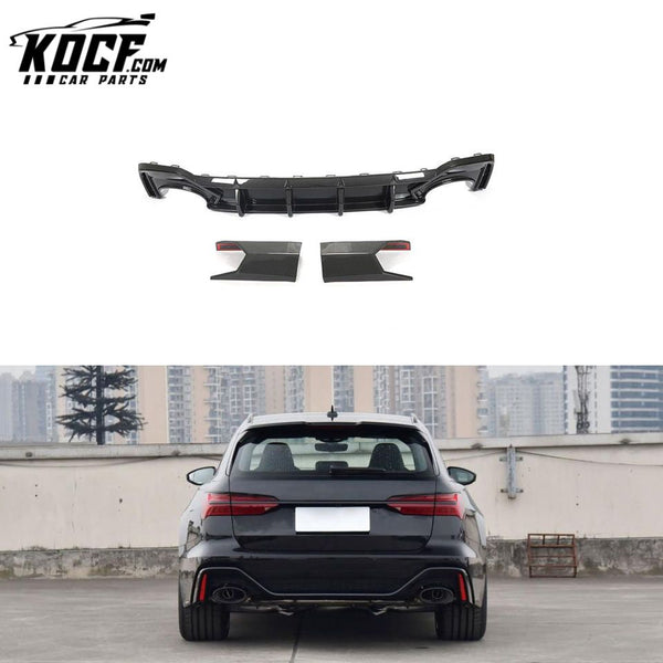 Dry Carbon Fiber RS6 Rear Bumper Lip for Audi RS6 A6 C8 Avant Wagon 4-Door 2019- 2021