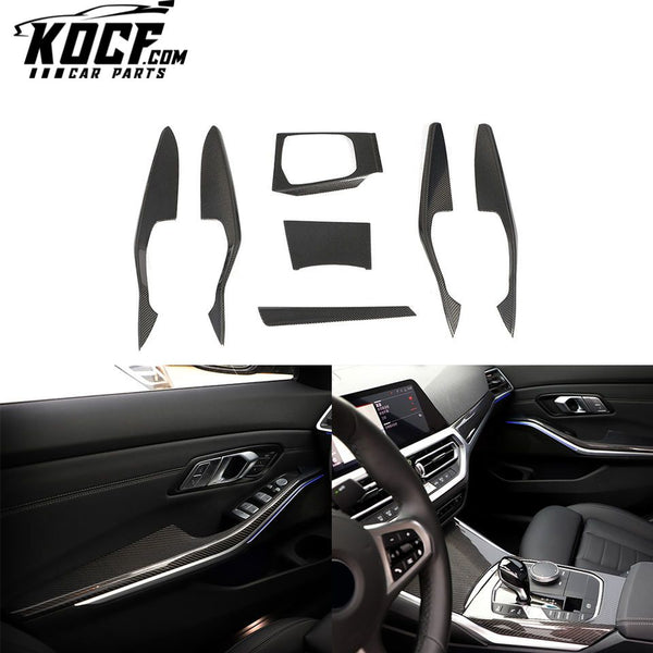 Dry Carbon Fiber G20 Interior Console Cover Door Panels Trim for BMW G20 330i M340i Sedan 2019-2020