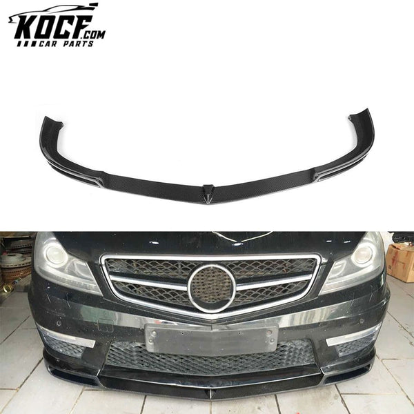 Carbon Fiber W204 Car Front Bumper Lip Spoiler for Mercedes Benz C63 AMG Black Series 12-15