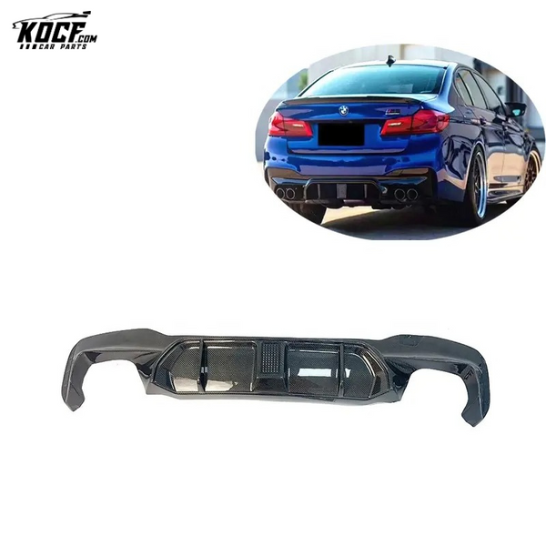 KHL style Carbon Fiber Rear Bumper Lip Diffuser Spoiler with LED For BMW F90 M5