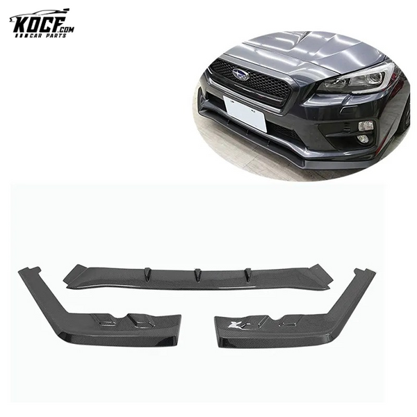 3PC MP style Carbon Fiber Front Bumper Lip Splitter Spoiler For Subaru WRX STI 2015-18