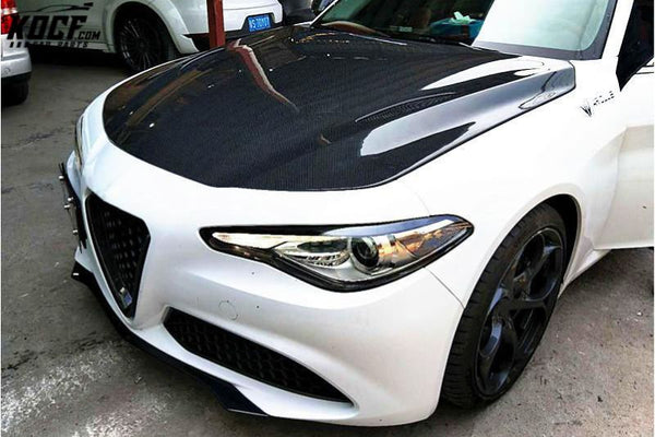 Carbon Fiber QV Car Engine Hood for Alfa Romeo Giulia Quadrifoglio Verde Sedan 4-Door 2017- 2020