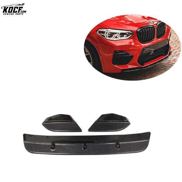 SK Style 3-PC carbon fiber front bumper lip splitter spoiler for BMW F97 F98 X3M X4M