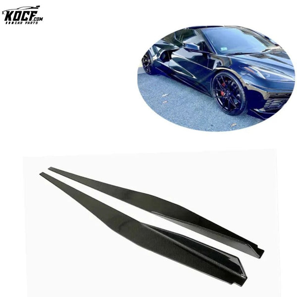 For 2020-22 CORVETTE C8 5VM Style CARBON FIBER SIDE SKIRTS ROCKER PANELS