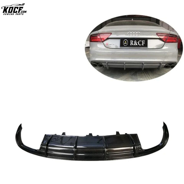 PD Style Carbon Fiber Rear Bumper Lip Diffuser Spoiler For Audi A7 Sline S7 2012-15