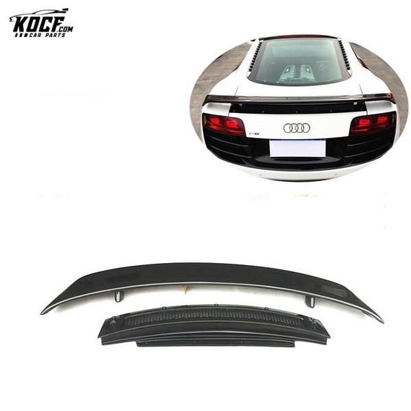 2010-2015 For Aud R8 V8 V10 COUPE GT style carbon fiber rear spoiler GT wing with base panel plate