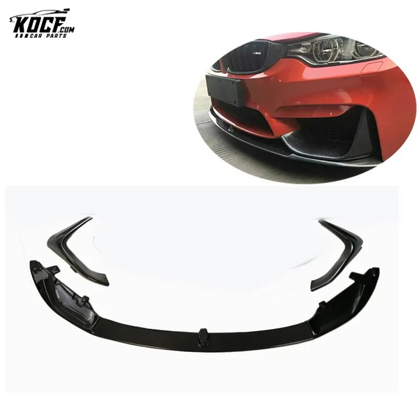 For BMW F80 F82 F83 M3 M4 Carbon Fiber Front Bumper Lip with splitter MP style 2015+