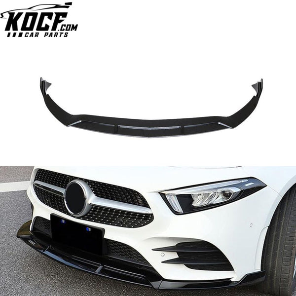 Glossy Black PP W177 Front Bumper Lip For Mercedes Benz A250 A35 AMG 2019UP