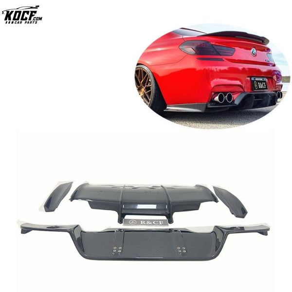 For 2012-16 BMW F06 F12 F13 M6 Coupe Sedan Carbon Fiber Rear Bumper Lip Diffuser Spoiler with Under tray blade