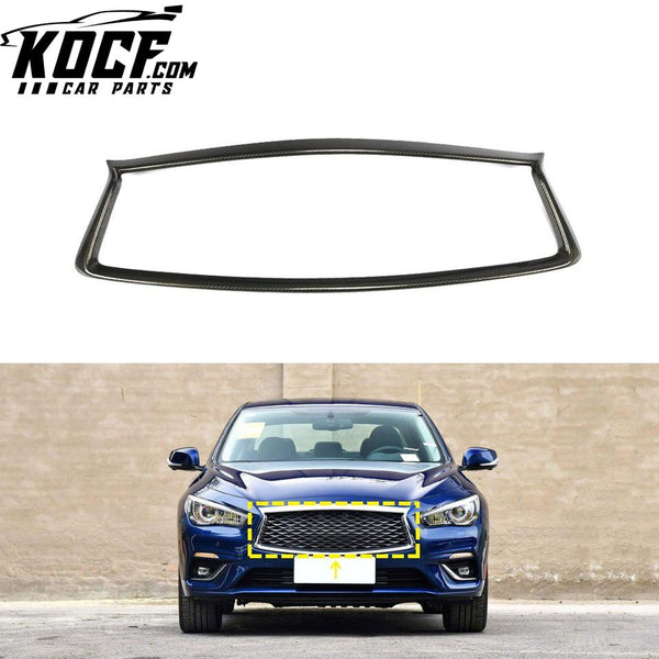 Q50 Front Car Grill Frame Cover Carbon Fiber for Infiniti Q50 Sport 2018-2019