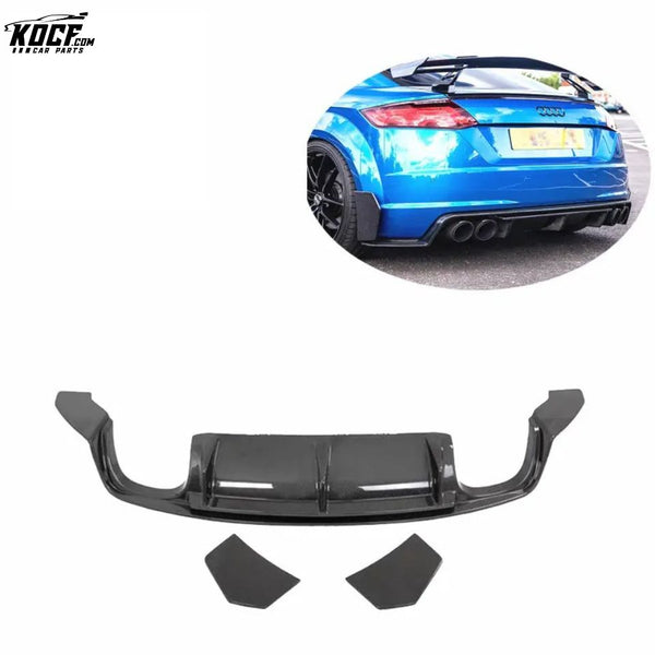 TTS / TTRS MK3 Rear Diffuser Spoiler Carbon Fiber Rear Bumper Lip Diffuser with Side Splitter Spats Panel For Audi 2015-19