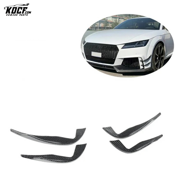 4PCS Carbon Fiber Front Bumper Canards Winglet set For Audi TT RS MK3 TTRS 15-19