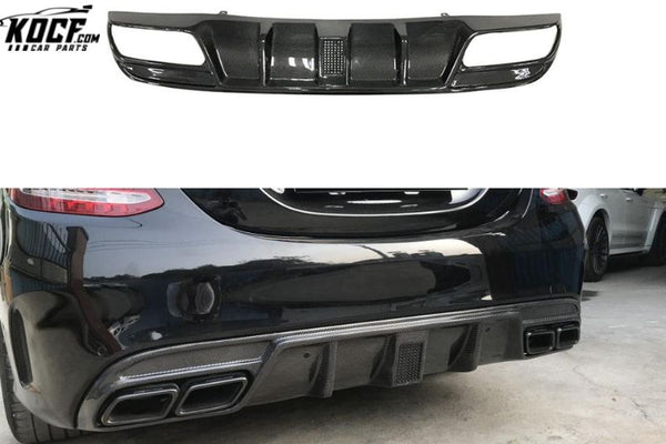 Carbon Fiber W205 Rear Valance Lip for Mercedes Benz W205 C63 C43 AMG Sedan 4-Door 15-2020