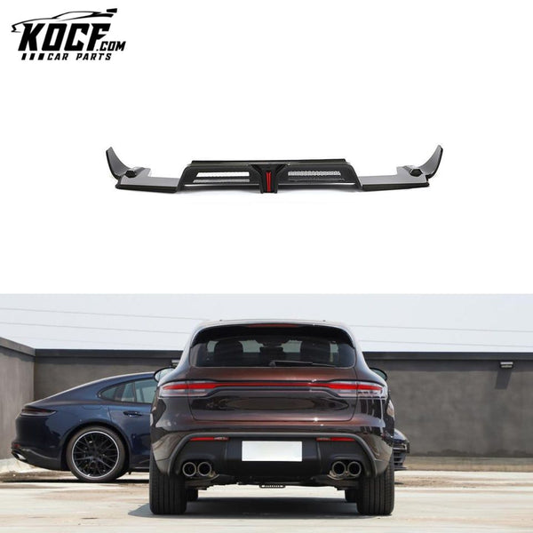 Dry Carbon Fiber Custom Rear Diffuser with Brake Light for Porsche Macan Sport Utility 4-Door 2022 2023