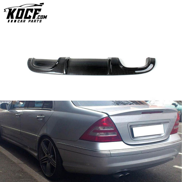 Carbon Fiber W203 Rear Diffuser Dual Pipes Single Outlet For Mercedes Benz W203