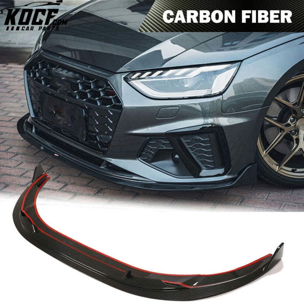 Carbon Auto Parts Car Lip Kit For Audi A4-SLINE S4 2020UP Real Carbon Front Bumper Lip Chin Spoiler Splitter