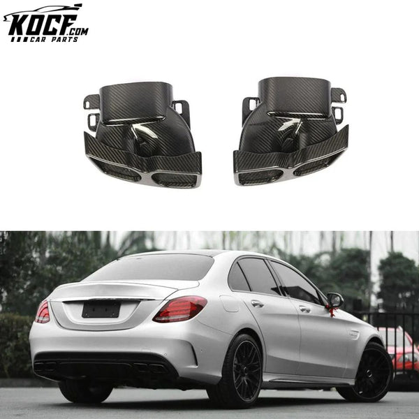 Dry Carbon Fiber W205 Tail Muffler Exhaust Pipes for Mercedes Benz W213 W218 W222 GLE GLC CLA 2019