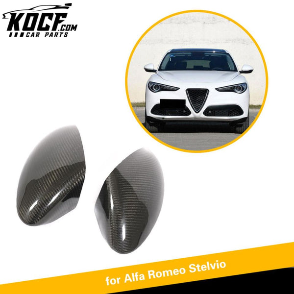 Carbon Fiber Rearview Mirror Covers for Alfa Romeo Stelvio Quadrifoglio Sport 17-18