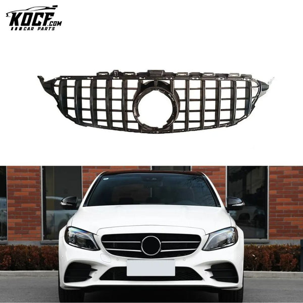 ABS Black W205 Front Grille for Mercedes Benz C205 C180 C200 C300 C350 C43 Sport 2019-2020 GT R Style