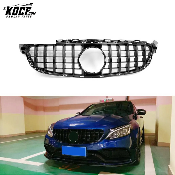 Glossy Black W205 C63 GT Grill Grille for Mercedes Benz C63 AMG 15-19