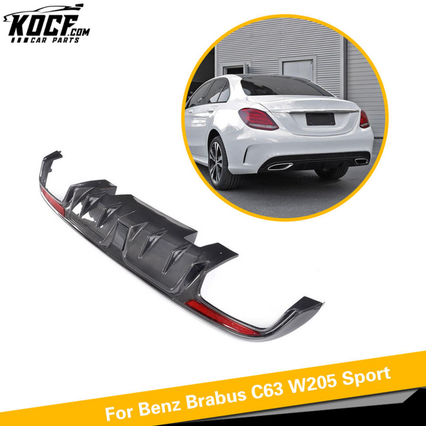 W205 Sport Carbon Fiber Rear Diffuser Lip for Mercedes Benz C300 C400 C450 C43 C63 AMG Sedan 4-Door 15-17