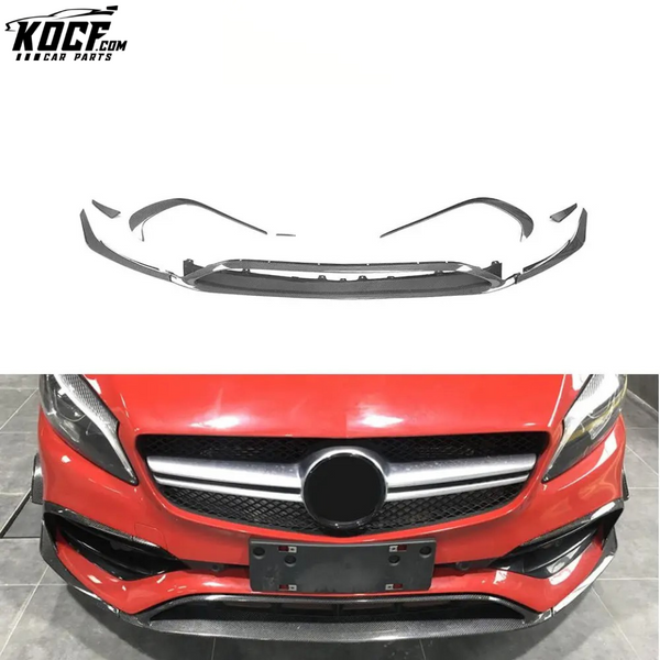 Carbon Fiber A45 Front Valance Lip with Canards for Mercedes Benz W176 A250 AMG Style 2013-2018