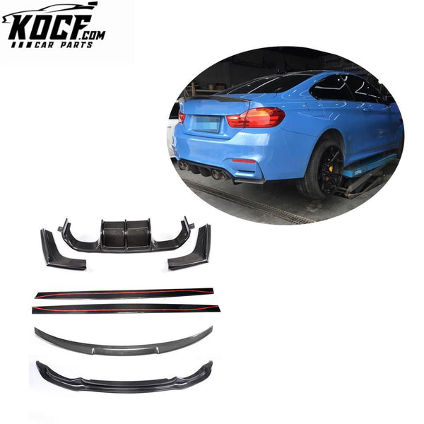 V Style F80 F83 Carbon Fiber Body Kits Front Rear Bumper Lip Spoiler Side Skirts for BMW M3 M4