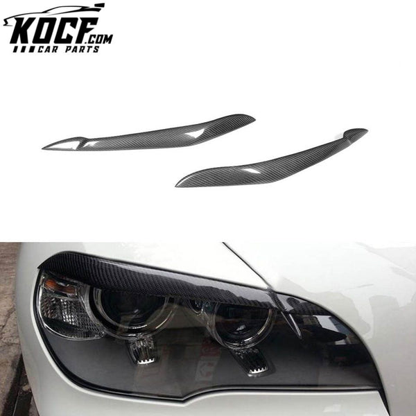 Pair Eyebrows Carbon Fiber Headlights Eye Lids Cover for BMW X5 E70 07-2013