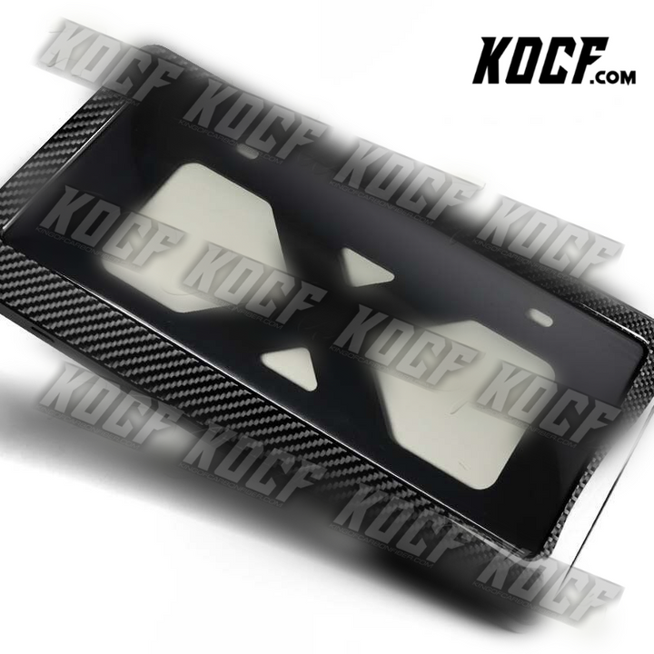 W-Power Black Real Carbon License Plate Cover Protector Shield Frame W/Bracket - KOCF.com - Car Parts