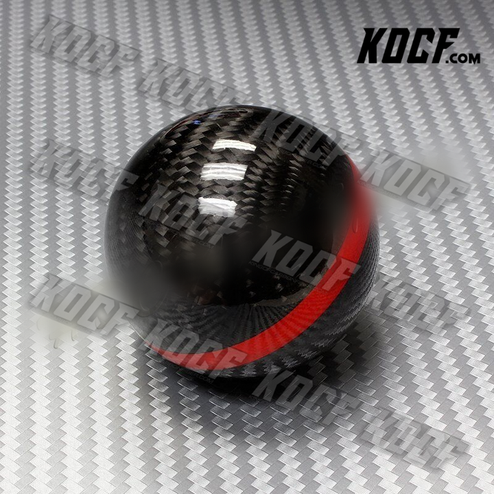 Real Carbon Fiber Ball Manual MT Gear Shift Shifter Knob W/Red Stripe Universal - KOCF.com - Car Parts