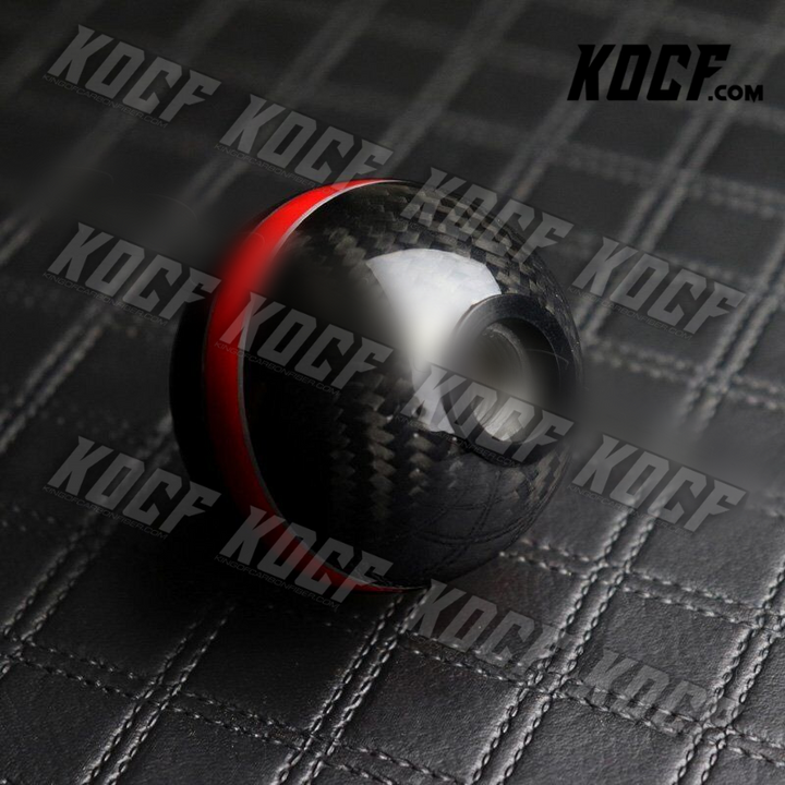 Universal Real Carbon Fiber Ball Manual MT Gear Shift Shifter Knob W/Red Stripe - KOCF.com - Car Parts