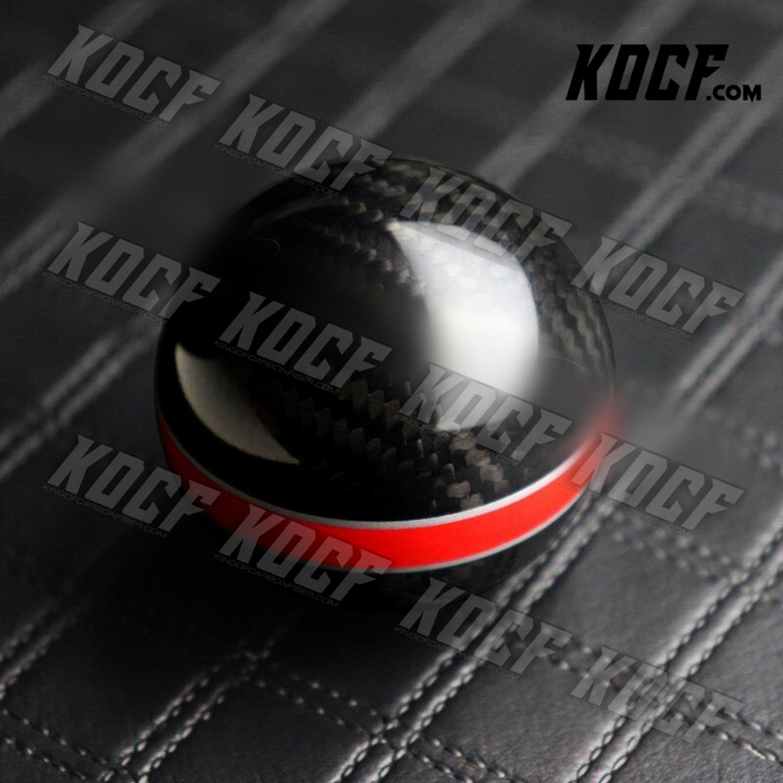 Universal Real Carbon Fiber Ball Manual MT Gear Shift Shifter Knob W/Red Stripe - KOCF.com - Car Parts