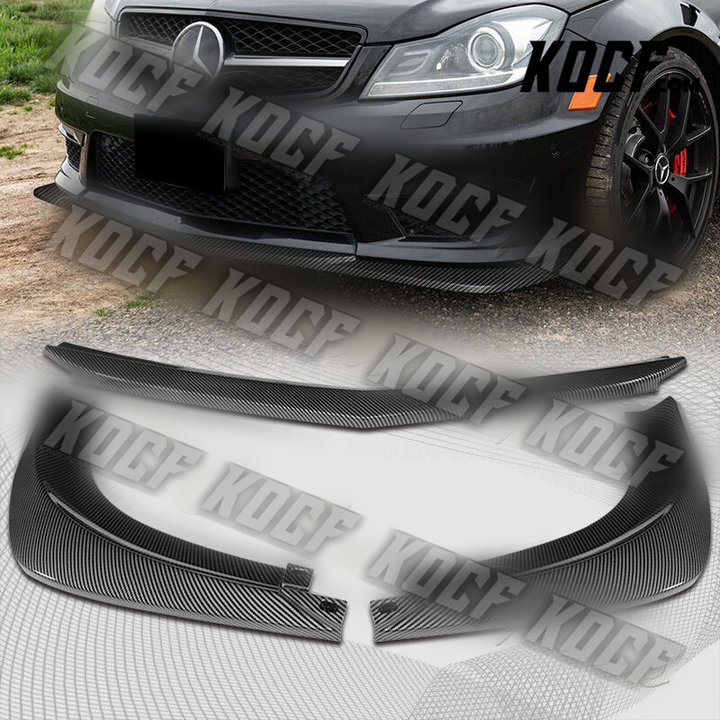 For 2012-2014 Mercedes-Benz W204 C63 AMG Carbon Painted Front Bumper Spoiler Lip - KOCF.com - Car Parts