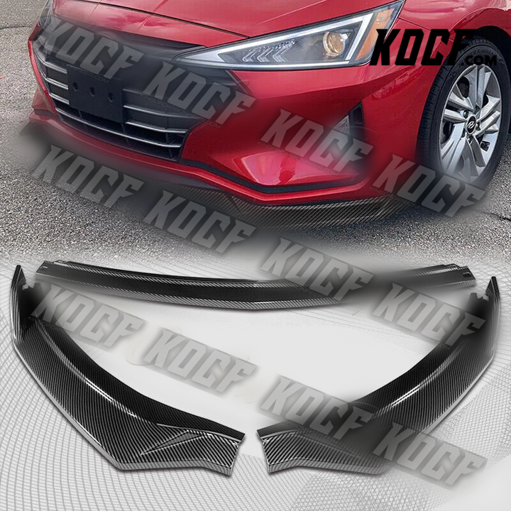 For 2019-2020 Hyundai Elantra Sedan Carbon Painted Front Bumper Body Spoiler Lip - KOCF.com - Car Parts