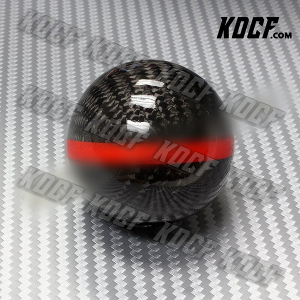 Real Carbon Fiber Ball Manual MT Gear Shift Shifter Knob W/Red Stripe Universal - KOCF.com - Car Parts