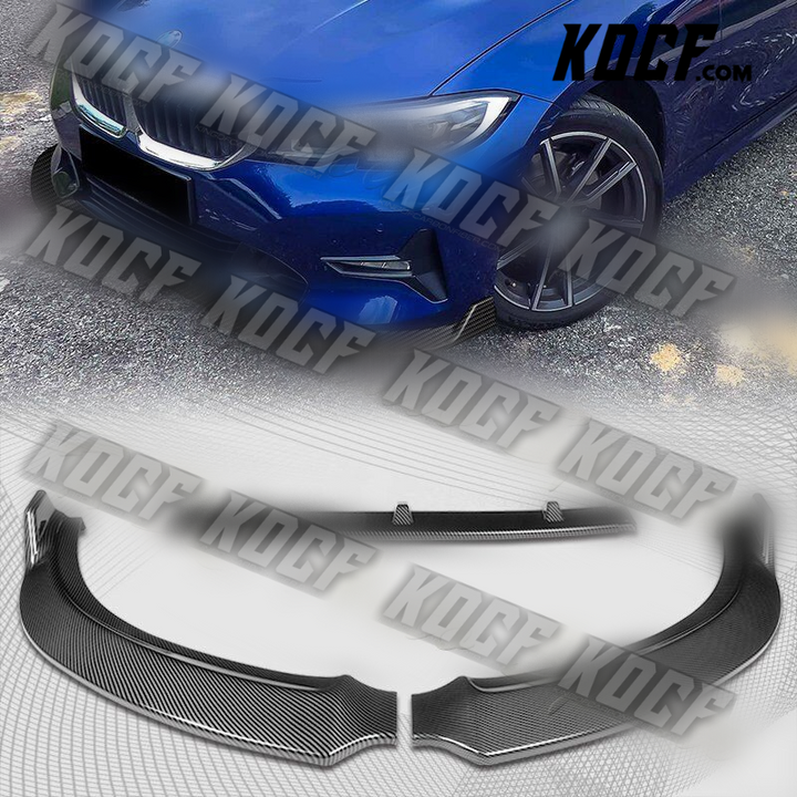 For 19-21 BMW 3-Series G20 Sport Carbon Look Front Bumper Splitter Spoiler Lip - KOCF.com - Car Parts