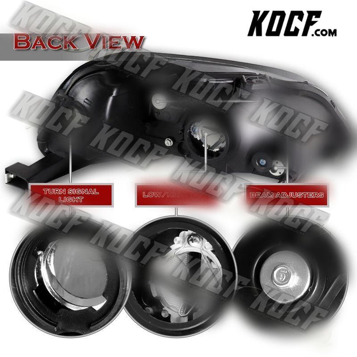 For 1996-1998 Honda Civic Black Housing Clear Lens W/Clear Reflector Headlights - KOCF.com - Car Parts