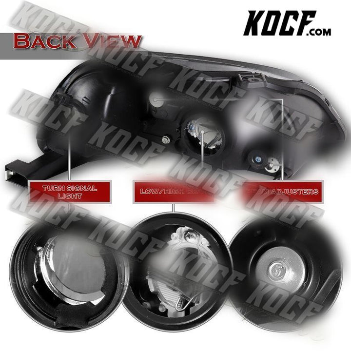 For 1996-1998 Honda Civic EK EJ JDM Smoke Lens Headlights W/Clear Reflector Lamp - KOCF.com - Car Parts