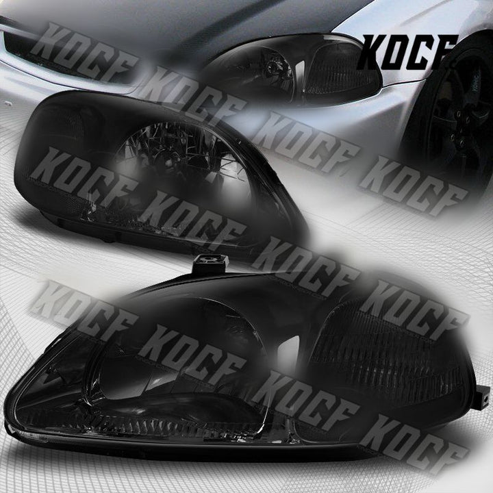 For 1996-1998 Honda Civic EK EJ JDM Smoke Lens Headlights W/Clear Reflector Lamp - KOCF.com - Car Parts