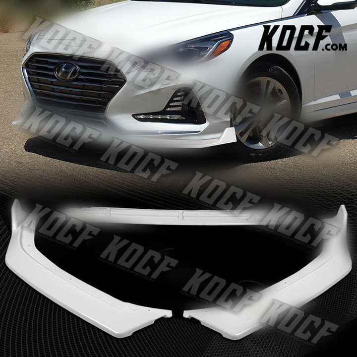 For 2018-2019 Hyundai Sonata Painted White Front Bumper Body Kit Spoiler Lip 3PC - KOCF.com - Car Parts