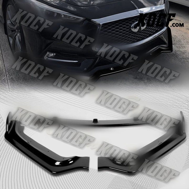 For 2017-2022 Infiniti Q60 Coupe Painted Black V-Style Front Bumper Body Kit Lip - KOCF.com - Car Parts