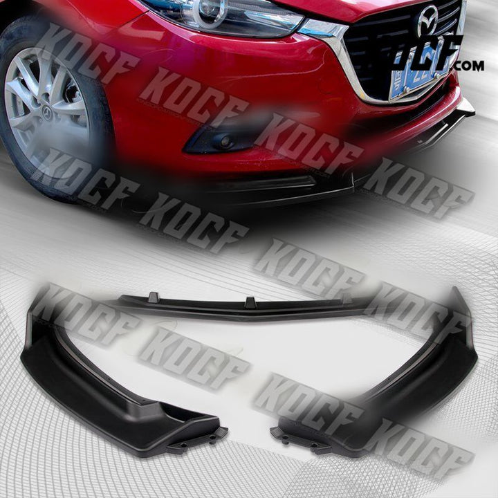 For 2014-2018 Mazda 3 Axela Unpainted BLK Front Bumper Body Kit Spoiler Lip 3PCS - KOCF.com - Car Parts