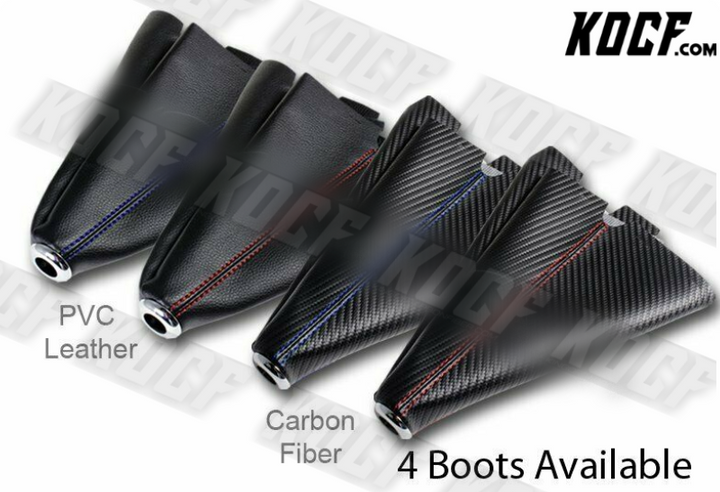 Carbon/Red Stitch Manual Shift Boot + T-R Black 6-Speed Shifter Knob Universal - KOCF.com - Car Parts