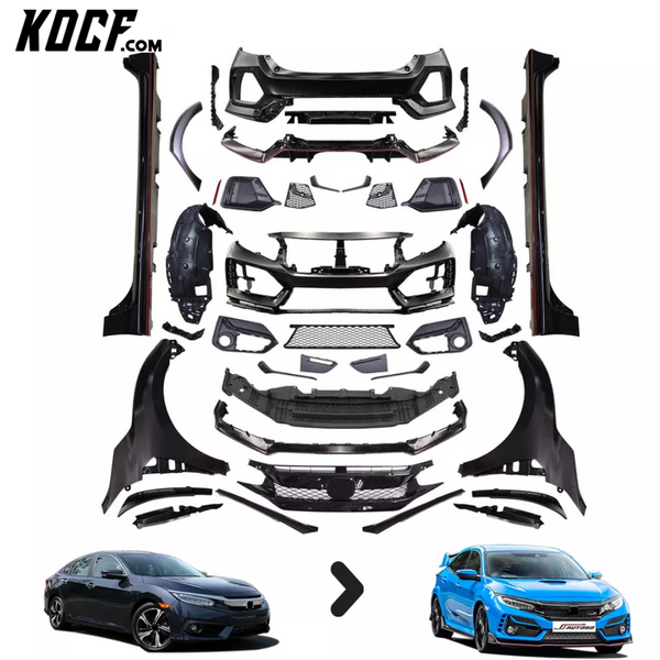 10th X Gen Sedan Civic Type R Style Full WIDEBODY Body Kit Conversion Compatible For 2016-2021 Honda Civic