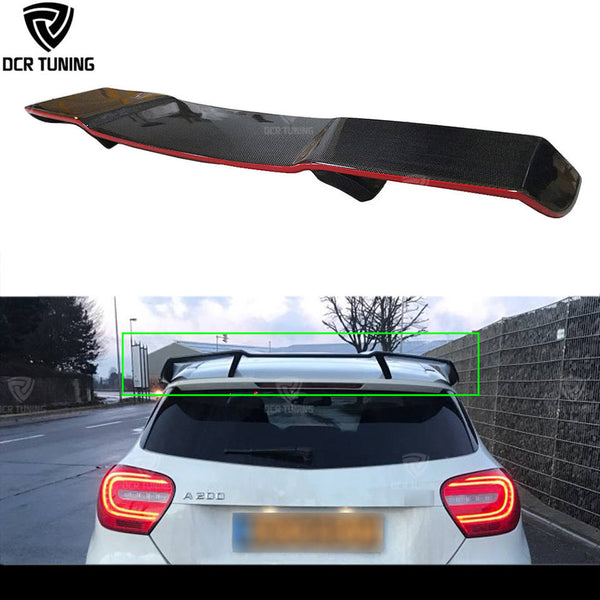 For Mercedes-Benz A Class A45 AMG W176 Spoiler A180 A200 A220 A250 2013-2018 Carbon Fiber Rear Roof Spoiler Paint With Red Line