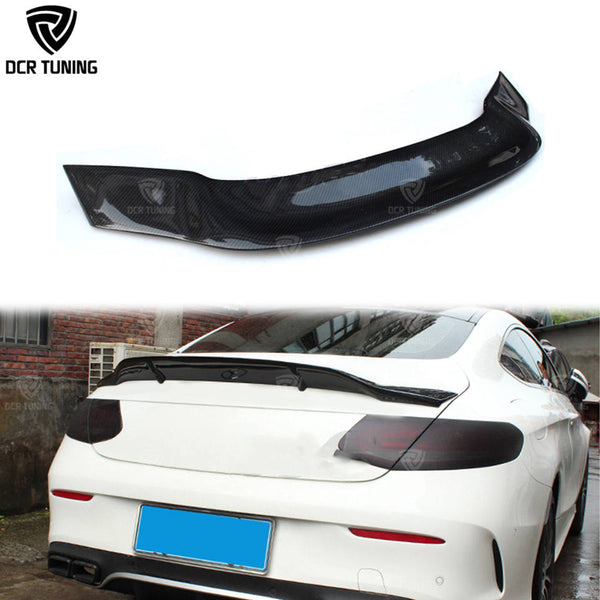 R Style Real Carbon Fiber Spoiler for Mercedes-Benz C Class W205 Coupe 2-Door AMG C63 Rear Trunk Wing Boot Lip